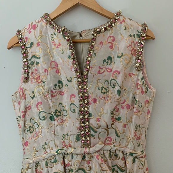 VTG 1950’s Porter’s Madison Ave at 62nd Street Brocade Rhinestone Party Dress - Picture 5 of 15